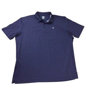 Callaway‎ Polo Shirt Mens 2XL Navy Golf Performance Short Sleeve Slit Pullover